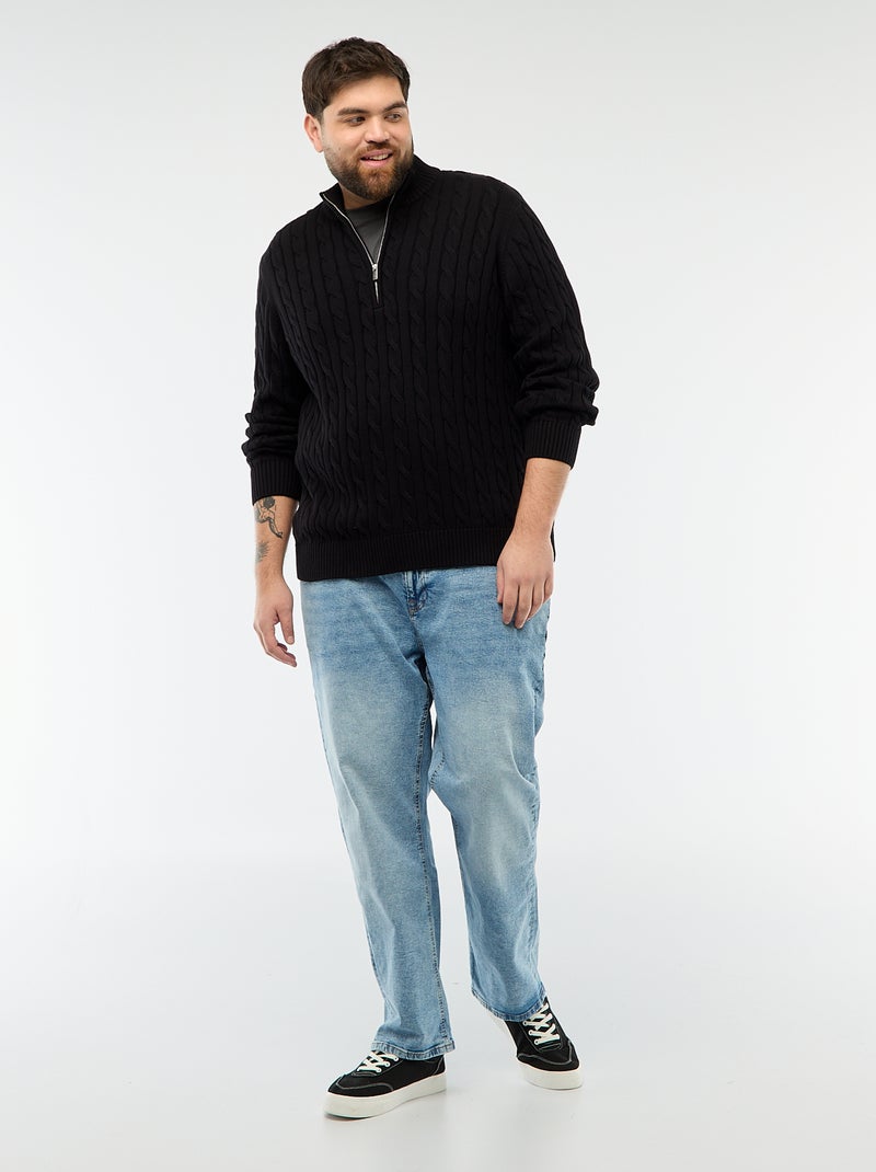 Camisola gola alta com fecho e torcidos Preto - Kiabi