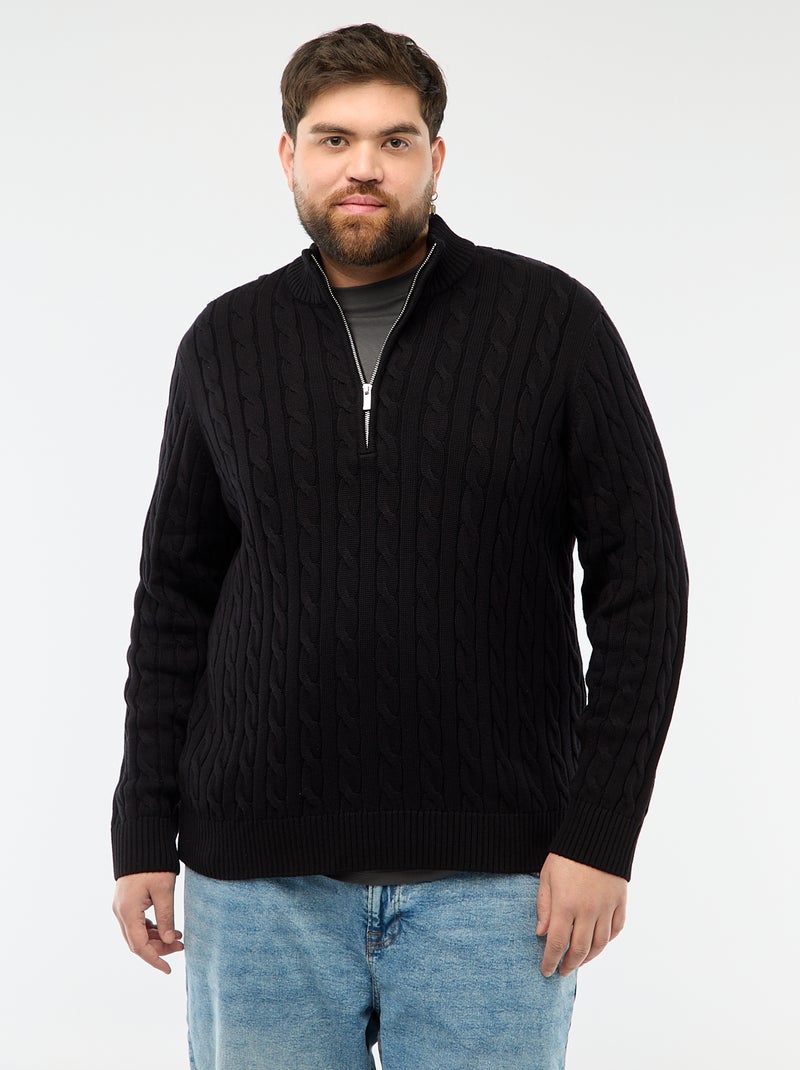 Camisola gola alta com fecho e torcidos Preto - Kiabi