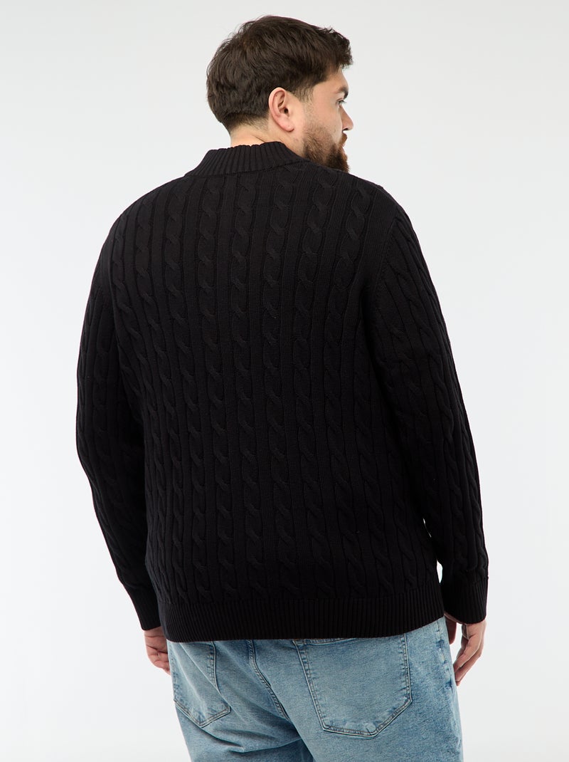 Camisola gola alta com fecho e torcidos Preto - Kiabi