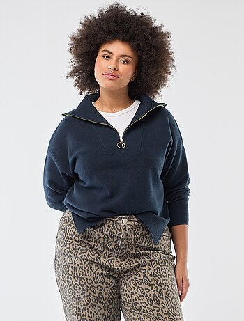 Camisola gola alta com fecho éclair