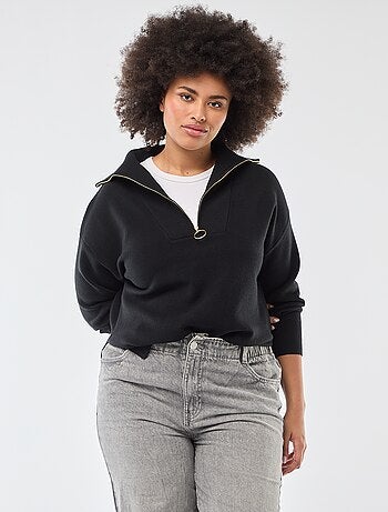 Camisola gola alta com fecho éclair