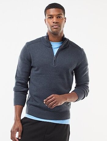 Camisola gola alta com fecho em malha grossa