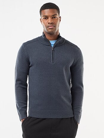 Camisola gola alta com fecho em malha grossa