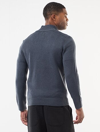 Camisola gola alta com fecho em malha grossa