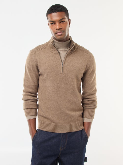 Camisola gola alta com fecho em malha grossa - Kiabi