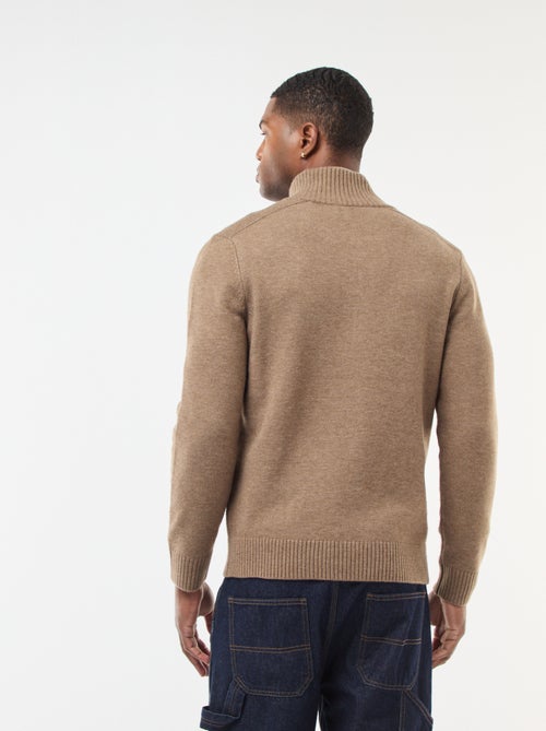 Camisola gola alta com fecho em malha grossa - Kiabi