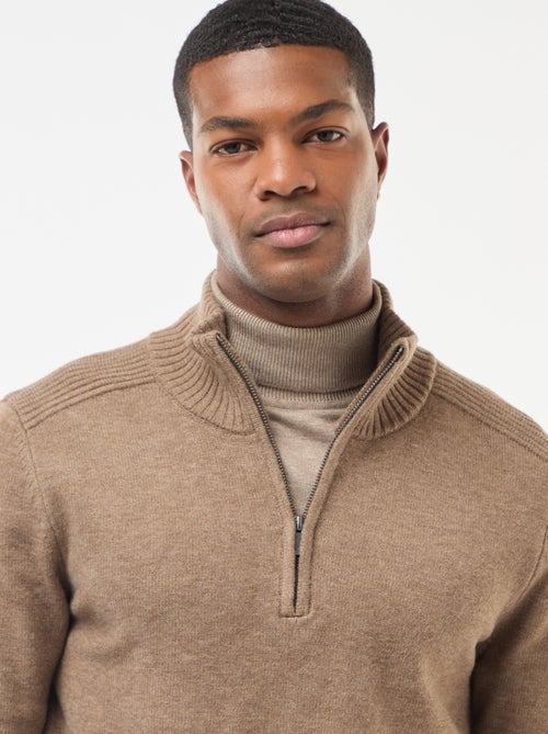 Camisola gola alta com fecho em malha grossa - Kiabi