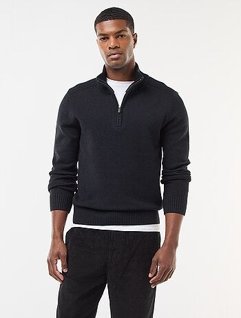 Camisola gola alta com fecho em malha grossa