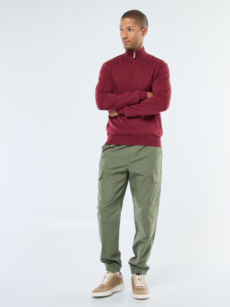 Camisola gola alta com fecho em malha Vermelho - Kiabi