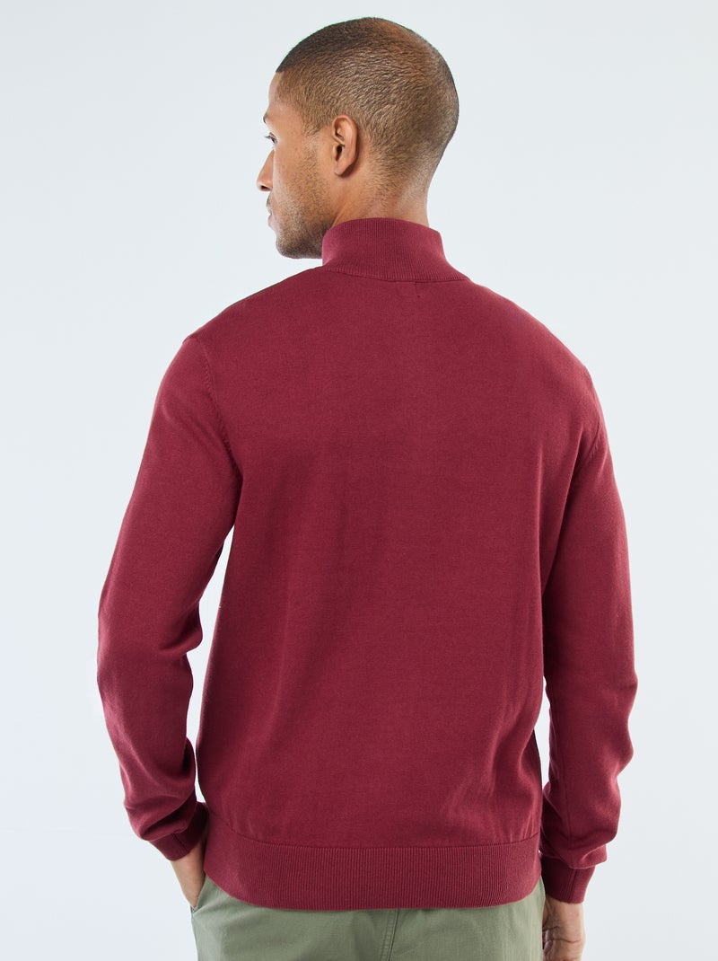 Camisola gola alta com fecho em malha Vermelho - Kiabi