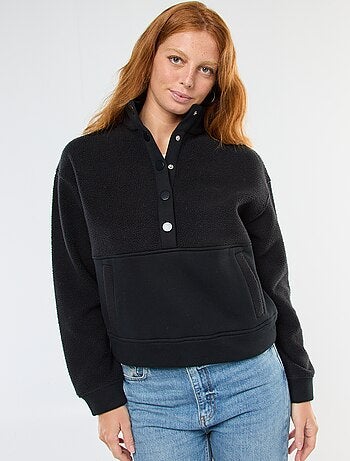 Camisola gola alta com efeito de lã de ovelha