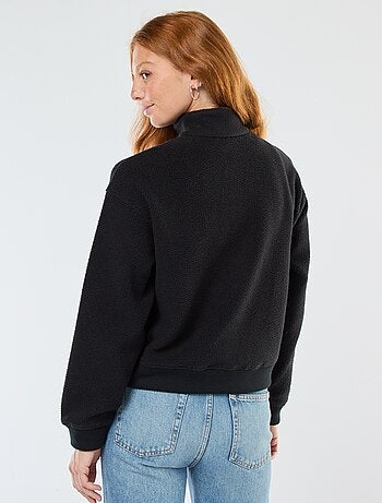 Camisola gola alta com efeito de lã de ovelha