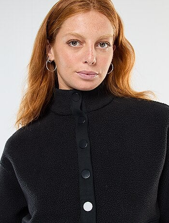 Camisola gola alta com efeito de lã de ovelha