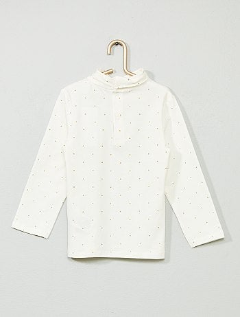 Camisola gola alta de algodão biológico estampada - Kiabi