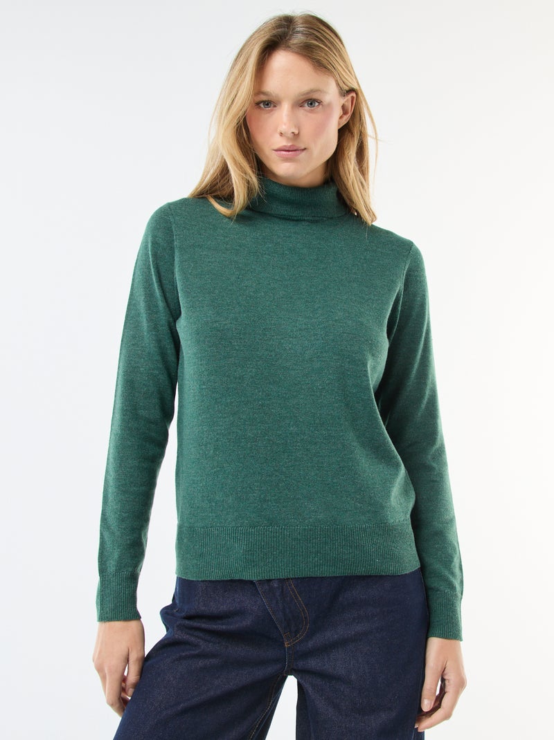 Camisola gola alta lisa Verde - Kiabi