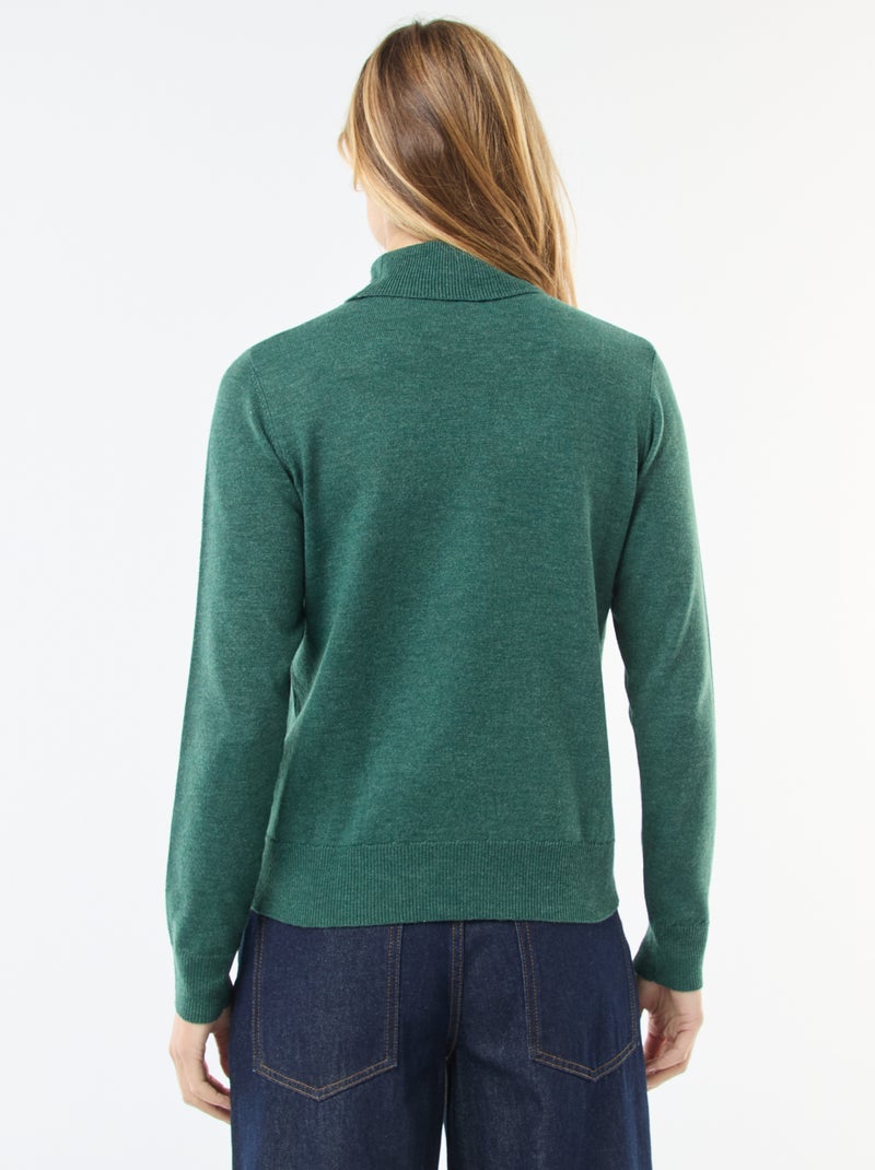Camisola gola alta lisa Verde - Kiabi