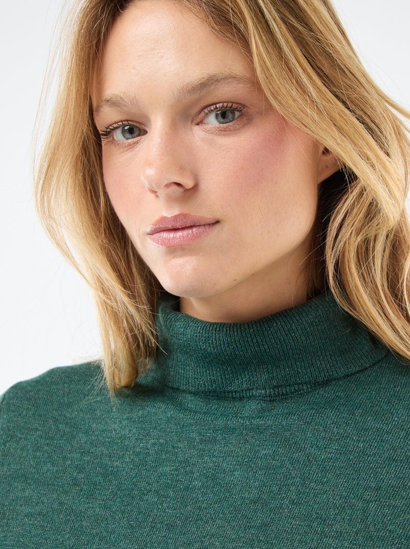 Camisola gola alta lisa Verde - Kiabi