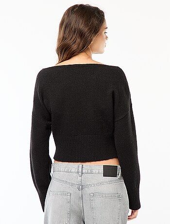 Camisola gola bardot em malha