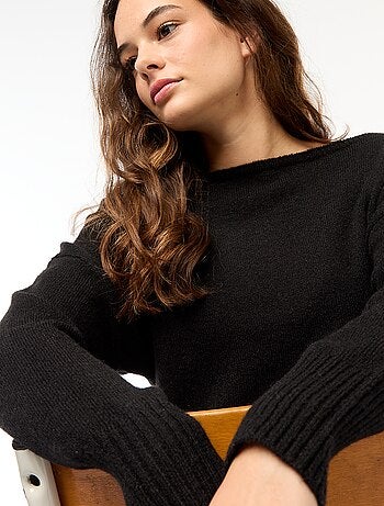 Camisola gola bardot em malha
