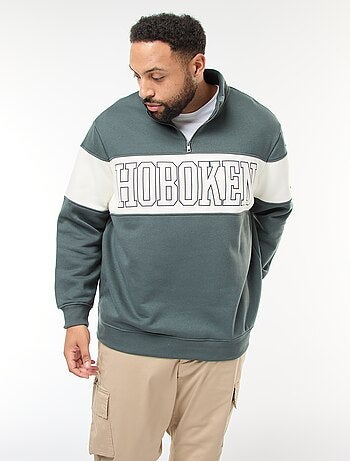 Camisola gola de camionista estilo colorblock em moletom