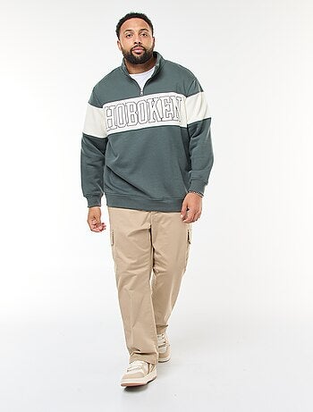 Camisola gola de camionista estilo colorblock em moletom