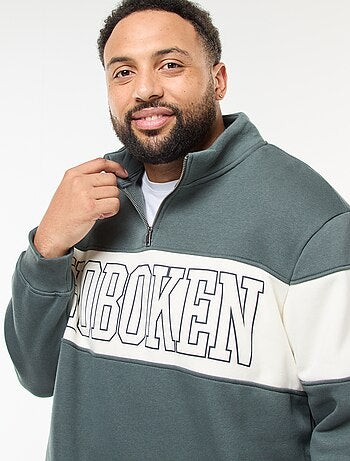 Camisola gola de camionista estilo colorblock em moletom