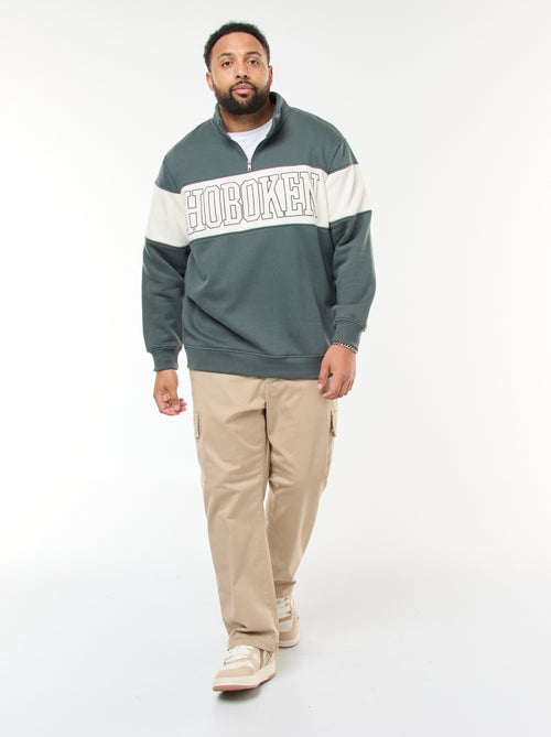 Camisola gola de camionista estilo colorblock em moletom - Kiabi