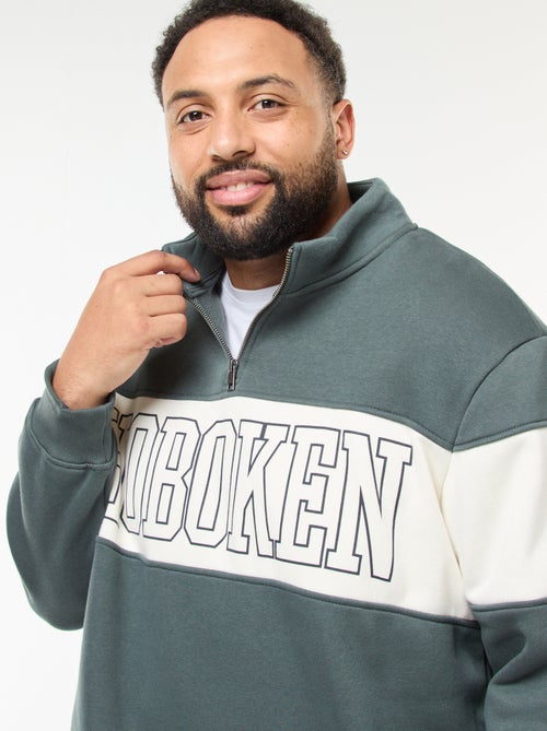 Camisola gola de camionista estilo colorblock em moletom - Kiabi