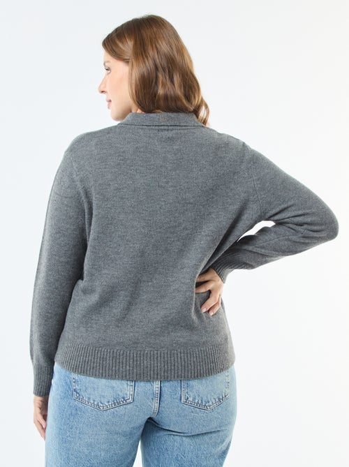 Camisola gola pólo com botões jóia - Kiabi