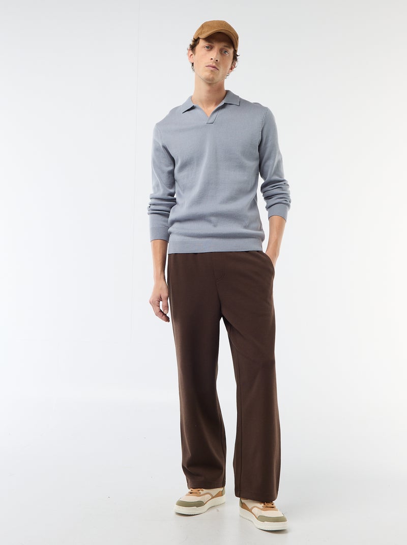 Camisola gola polo em malha Azul - Kiabi