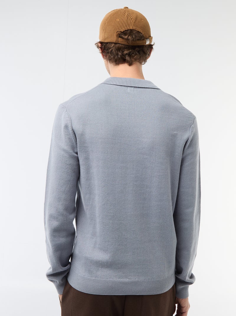Camisola gola polo em malha Azul - Kiabi