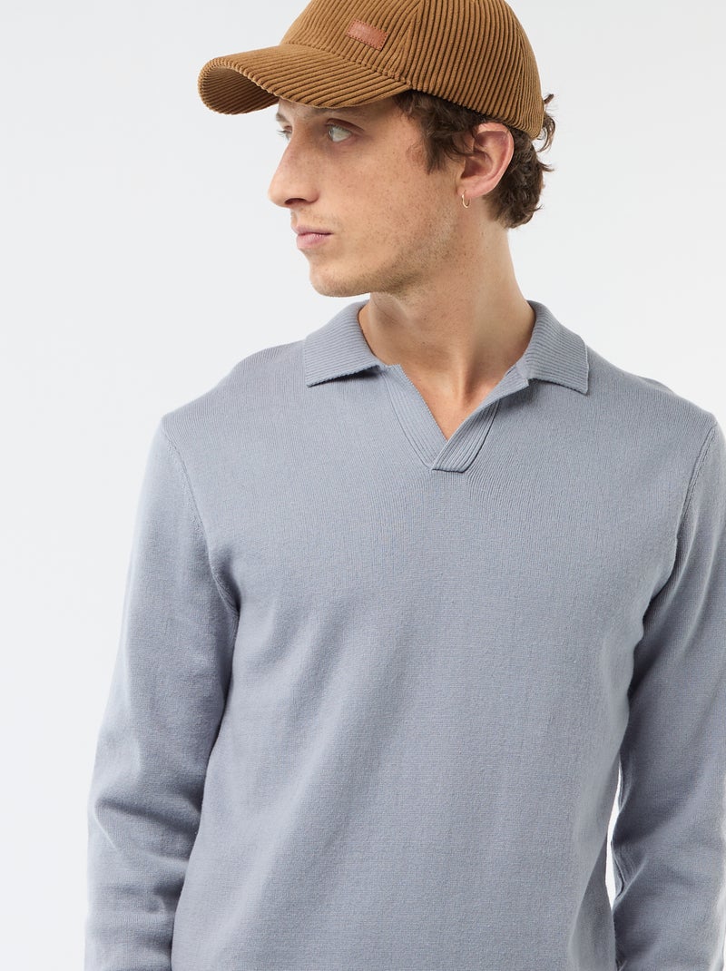Camisola gola polo em malha Azul - Kiabi
