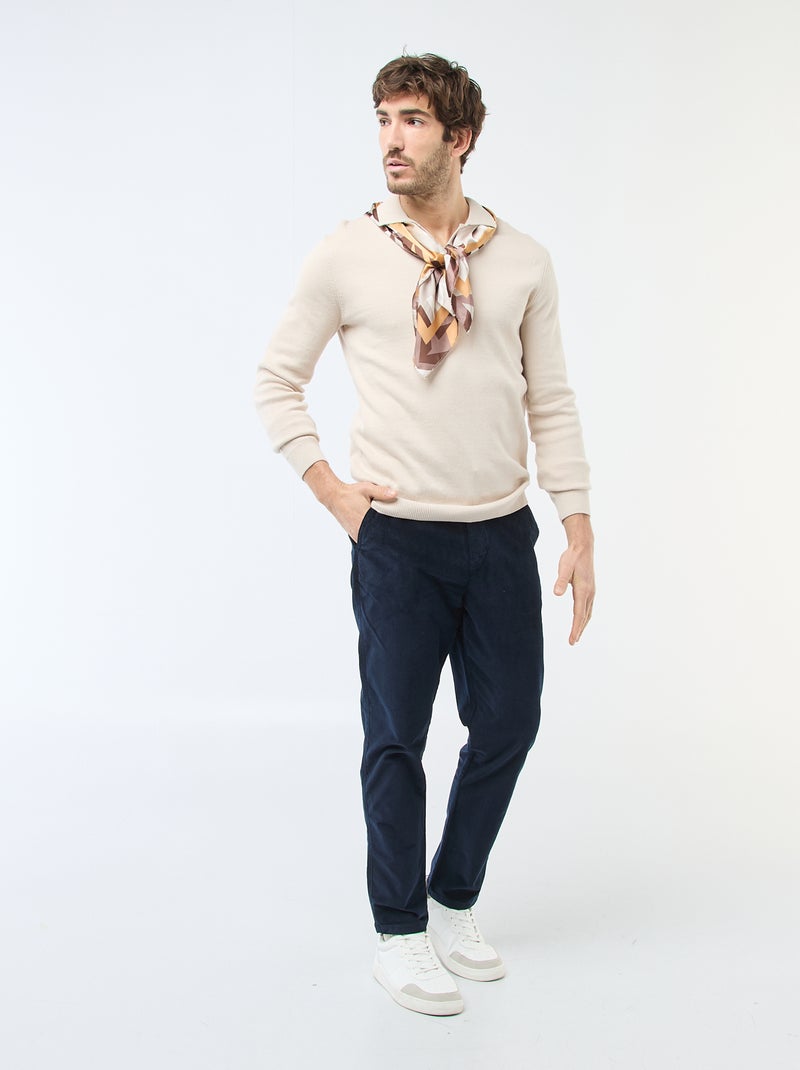 Camisola gola polo em malha Cinza - Kiabi