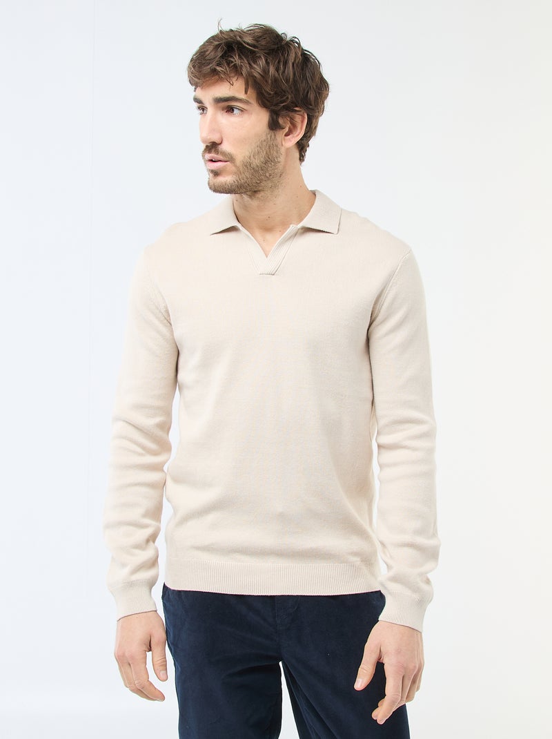 Camisola gola polo em malha Cinza - Kiabi