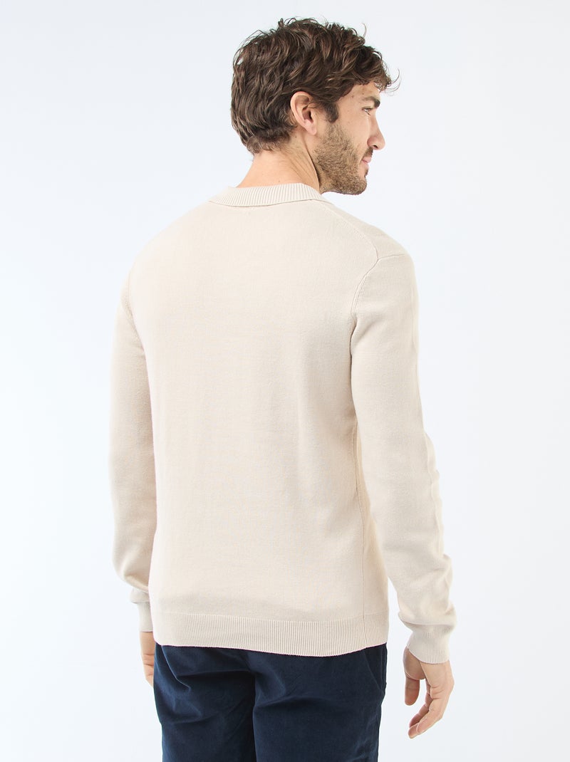 Camisola gola polo em malha Cinza - Kiabi