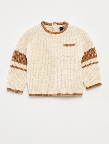 Camisola gola redonda bicolor