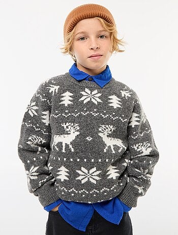 Camisola de gola redonda com desenho