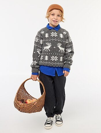 Camisola de gola redonda com desenho