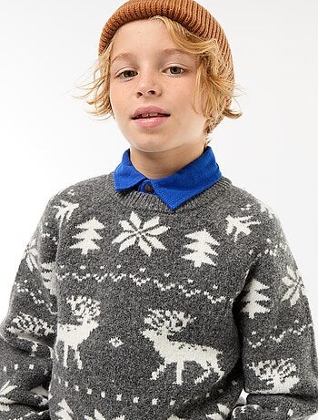 Camisola de gola redonda com desenho