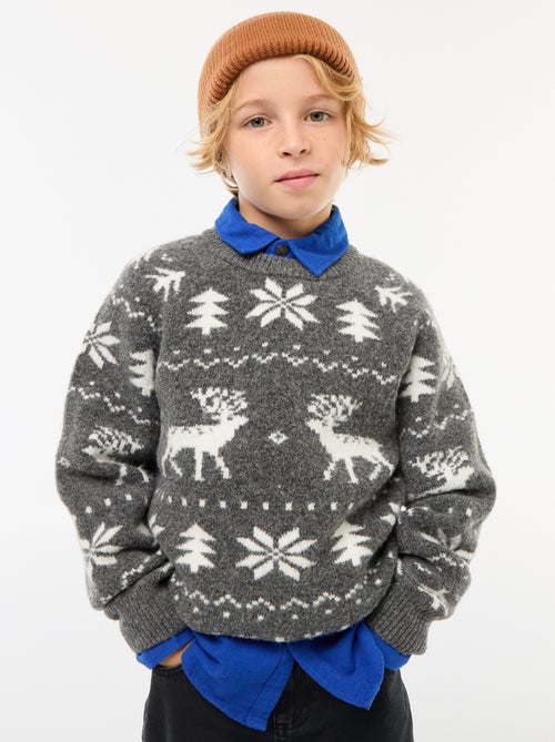 Camisola gola redonda com desenho - Kiabi