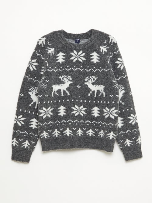 Camisola gola redonda com desenho - Kiabi