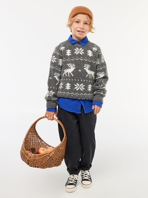 Camisola gola redonda com desenho - Kiabi