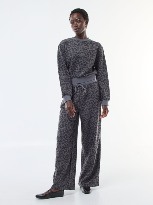 Camisola gola redonda felpuda com padrão leopardo - Kiabi