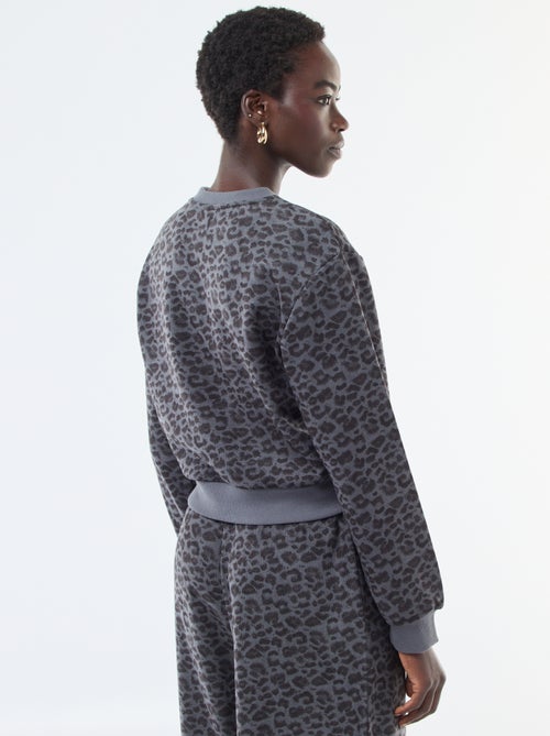 Camisola gola redonda felpuda com padrão leopardo - Kiabi
