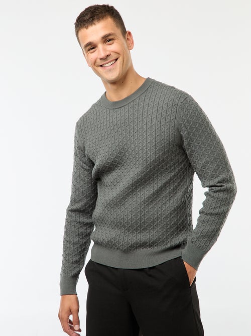 Camisola gola redonda mini trança lisa - Kiabi