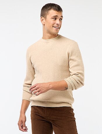 Camisola gola redonda texturizada lisa