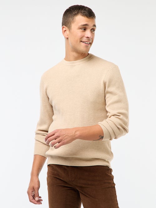 Camisola gola redonda texturizada lisa - Kiabi