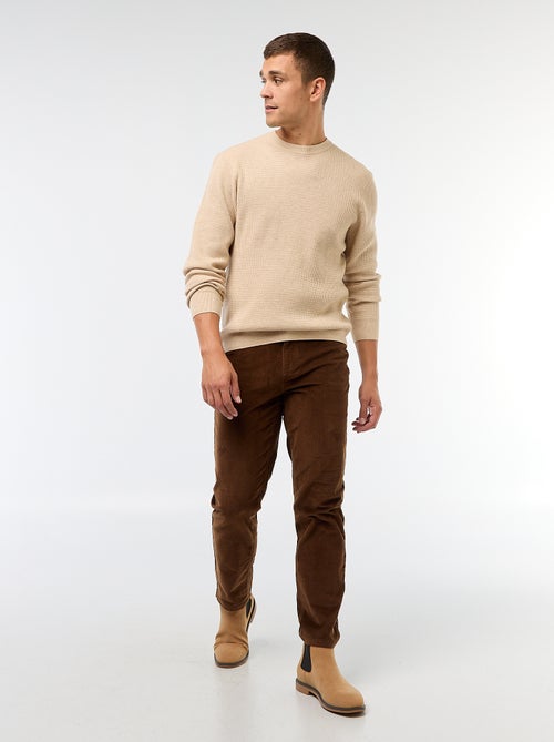 Camisola gola redonda texturizada lisa - Kiabi