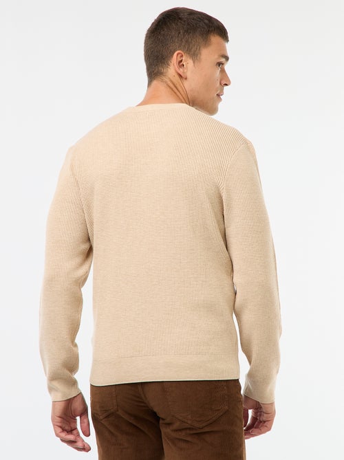 Camisola gola redonda texturizada lisa - Kiabi