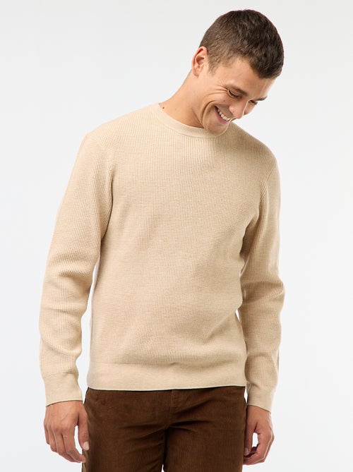 Camisola gola redonda texturizada lisa - Kiabi